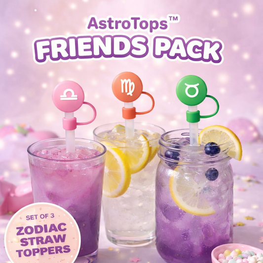 AstroTops Friends Pack — 3 Zodiac Straw Toppers
